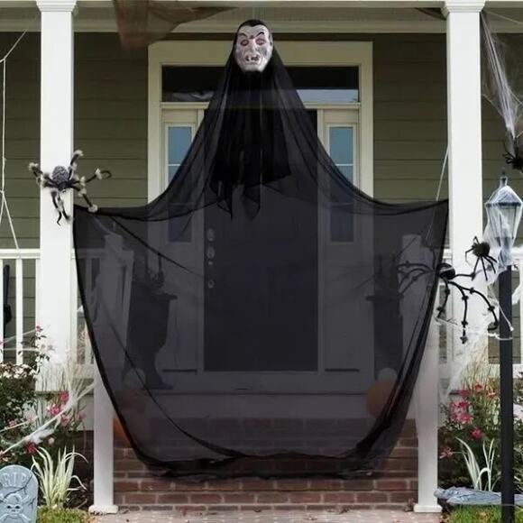 HauntLook 10 Foot Tall Hanging Vampire Mask and Cape Halloween Decor New - Picture 1 of 4
